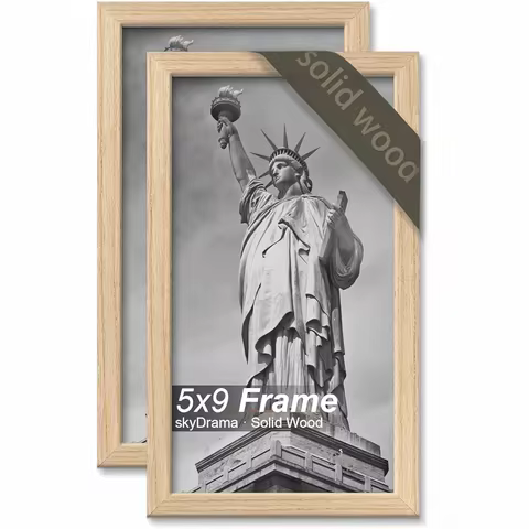 Natural Solid Wood 5x9 Picture Frame, Display 5 x 9 Inch Picture Poster Photo, Vertical & Horizontal