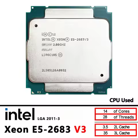 Intel Xeon E5-2683V3 E5 2683 v3 2.0 GHz Used 35M 120W 22nm LGA 2011-3