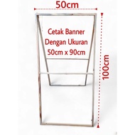 Folding Banner Stand Frame / Wooden Banner Frame 2 SIDES Hinge Model Size 100cm x 50cm