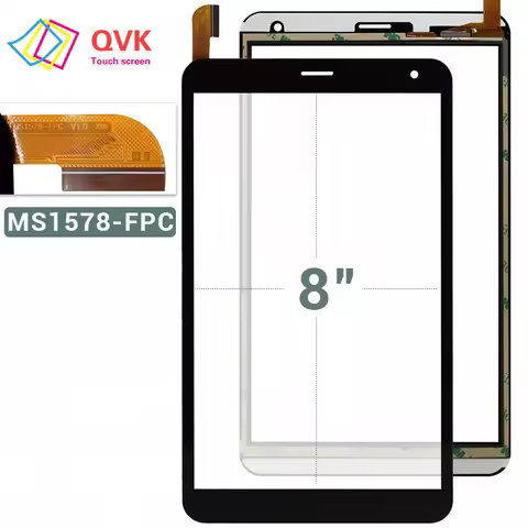 Black 8 Inch P/N MS1578-FPC V1.0 Tablet Capacitive Touch Screen Digitizer Sensor External Glass Pane