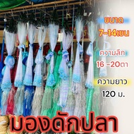 (หัวใหญ่ยาว 120 เมตร) ขนาด 7 - 14 เซน แถมฟรีถุงใส่ปลา ตาข่ายดักปลา มองดักปลา มองสำเร็จรูปพร้อมใช้งาน มองใยบัว มองใยไหม เอ็นเบอร์ 0.12 - 0.20  มีทุ่นมีตะกั่ว ความลึก162025 304050 ตา