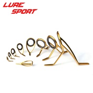 LureSport 9pcs Gold Steel frame Guide set KW30 KL16 KT6 guide MN6 Top Guide Rod Building component R