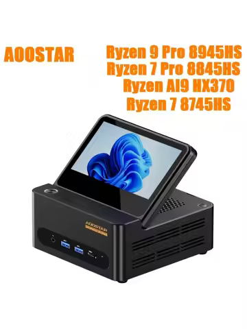 Aoostar G-FLIP Mini PC Ryzen AI9 HX370/R7 8745HS/R7 8845HS/R9 8945HS 5' Touchscreen Dual USB4 OCuLin
