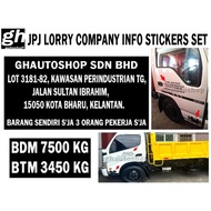 JPJ Puspakom Lorry Company Nama & Alamat stickers / BDM & BTM stickers set