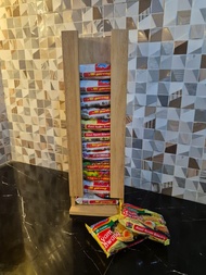 rak wadah mie instan | rak kayu tempat mie