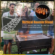 Folding Chicken Wing Leg Rack Chicken Leg BBQ Grill 14 Slots Stainless Steel Roaster Stand Portable 