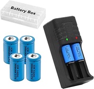 Rechargeable 3.7v 14250 Battery with Charger, 4 Pack Lithium Ion 1/2 AA Size Batteries Can Replace 3
