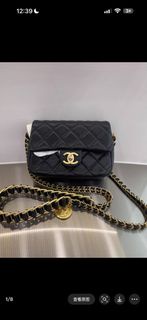 Chanel 21A 黑色金幣方胖子鏈條包 成色挺好的 底16
