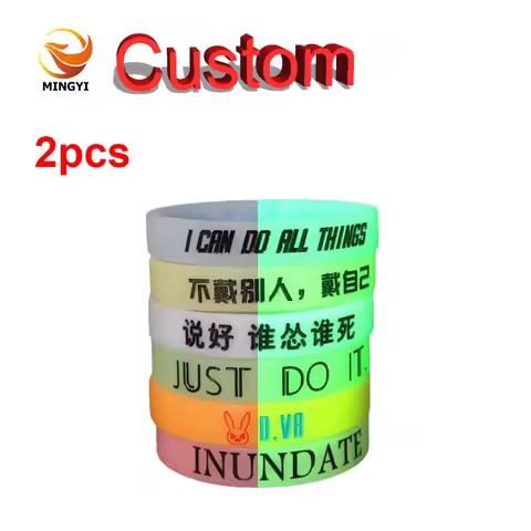 2pieces Luminous Custom Bracelet Customizable Silicone Wristband Personalized Customized Bangles Glo