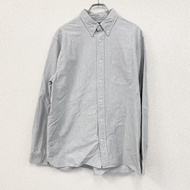 BANANA REPUBLIC 長袖扣襯衫，純灰色，L 碼，古著。