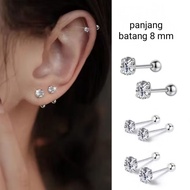 Helix stud earrings with diamond thread, titanium stainless steel