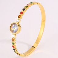 Stainless Steel Bracelet Collection Luxury Women's High-End Titanium Steel Bracelet with Diamond Inl