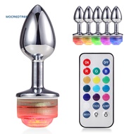 Metal Anal Plug Dilator Bead Remote Control Color Changing LED Light Sex Toy
