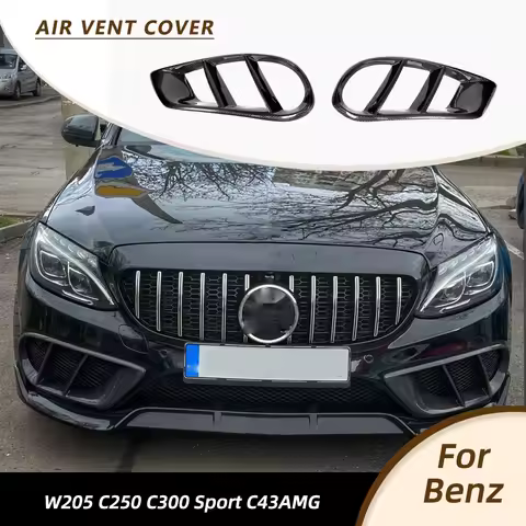 Carbon Fiber Car Front Bumper Air Vent Outlet Cover Grill Trim for Mercedes Benz C43 AMG C250 C300 S