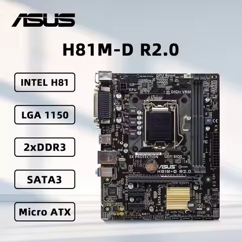 ASUS H81M-D R2.0 admite la CPU LGA1150 Core i7/Core i5/Core i3 utiliza el chipset Intel H81 PCI-E 2.