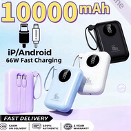 mini powerbank 10000 mah PD66W powerbank fast charging 4 output dual input with 3 cable power bank