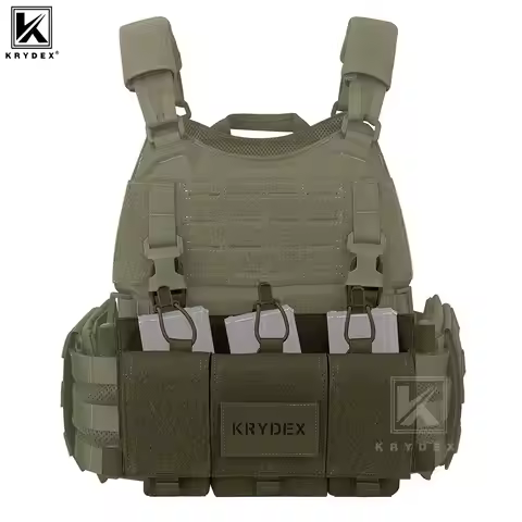 KRYDEX Front Panel Tactical Triple 5.56 Magazine Pouch Placard With GP Pouches Detachable Mag Holder