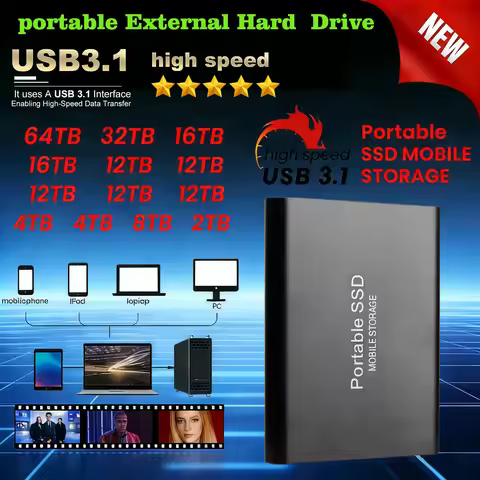 32TB Large Capcity Portable SSD 8TB External Hard Drive USB3.1Hard Disk Type-C High Speed Transfer D