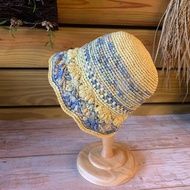 手工編織漁夫帽子-夏/日本材質/輕便漁夫帽。潑墨色彩遮陽帽