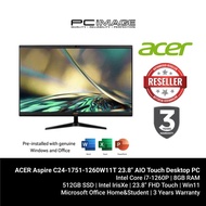 ACER Aspire C24-1751-1260W11T 23.8" AIO Touch Desktop PC (i7-1260P, 8GB, 512GB, Intel, Win11H, Offic