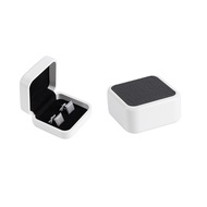 Spot Square Curved Flip Plastic Cufflink Box White Black Surface