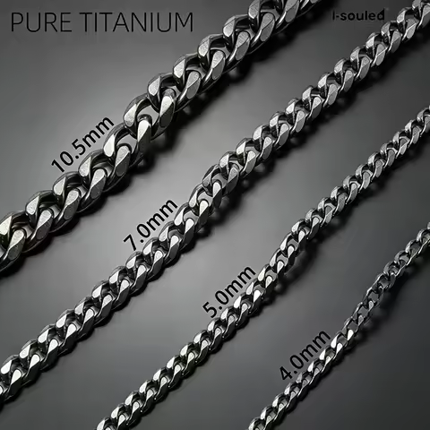 Unpolished Titanium Beveled Curb Chain 4.0/5.0/7.0/10.5mm Chain Bulk Sold by full meter