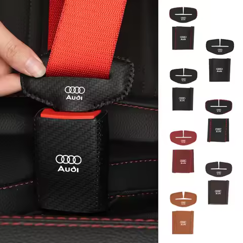 2Set Leather Car Logo Seat Belt Buckle Protector Cover Decoration Sleeve For Audi A1 A3 A4 A5 A6 A7 