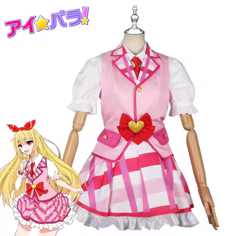 Anime Aikatsu Cosplay Hoshimiya Ichigo Cosplay Costume Uniform Ichigo Hoshimiya Wig Pink Dress Hallo
