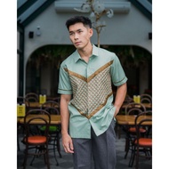 KEMEJA NUC.ID Yudistira 01 Men's Embroidered Shirt Cotton (Sage Green) kemeja lelaki