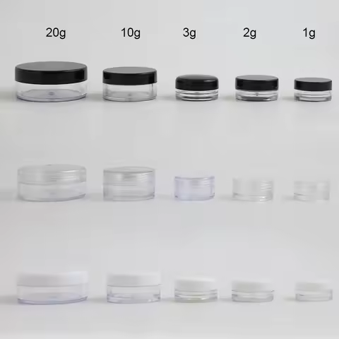 50 x 1g 2g 3g 10g 20g High Quality Empty Transparent PS Cream Jar With Three Plastic Cap Cosmetic Ma