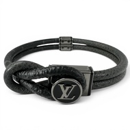 成色極佳 ▲LOUIS VUITTONM6780 Loop It Monogram Eclipse 帆布手鍊，黑色/銀色，西班牙製造，男士款，附原廠盒和防塵袋
