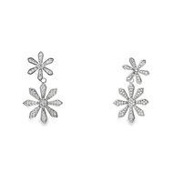 SilverWorks 925 Sterling Silver Flower Dangling Earring with Full Cubic Zirconia E8130
