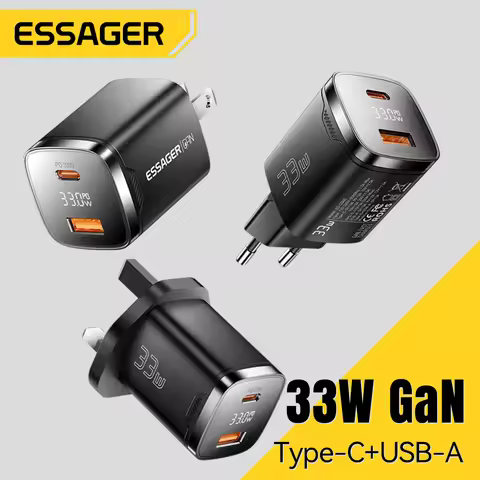 Essager 33W GaN USB Type C Charger Digital Display PD Fast Charging For iPhone 16 15 14 Pro Max iPad