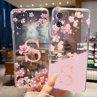 Case For Moto G54 G64 G84 5G Clear Phone Case Pretty Flower Letter Transparent Soft Silicone Cover F