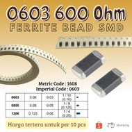 10pcs Impedance 600 Ohms 0603 smd 1608 Chip Ferrite Beads Inductor smd