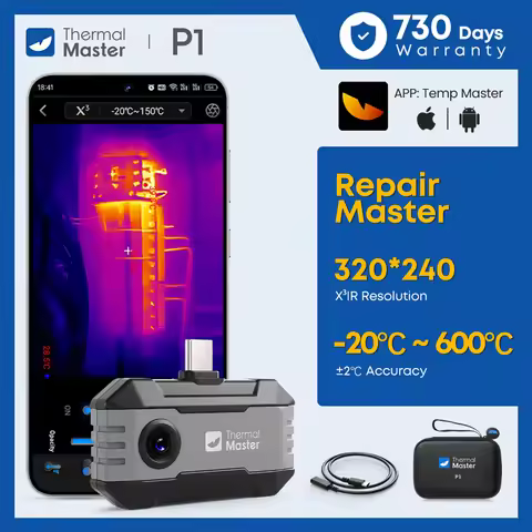 320*240 Thermal Imaging Camera P1 for iPhone and Android Cell Phone 600℃ HVAC House Inspection 15X D