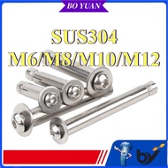 304 stainless steel pan head hexagonal expansion screw, round head expansion bolt M6/M8/M10/M12 * L4