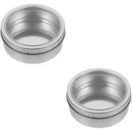 Garneck 3Pcs Spice Tin Magnetic Aluminum 3oz: Round Metal Spice Box with Screw Lid Transparent Top S