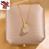 gold necklace pawnable 18k legit pure gold sparkling diamond swan necklace women's light luxury niche design pendant collarbone chain