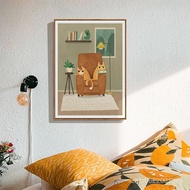 Cat Painting Decorative Painting Healing Restaurant Aisle Living Room Corridor Mural Nordic Modern S