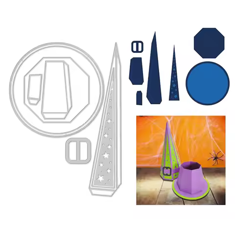 2022 New The Witches Hat Gift Box Die Set Halloween Metal Cutting Dies Scrapbooking Embossing Frame 