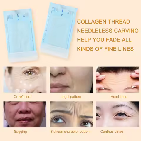 12pcs/bag Collagen Face Lifting Thread No Needle Collagen Thread Carved Essence Protein Skin Absorbe