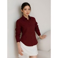 KEMEJA Luna Stripe Fitted Shirt - Fitted Striped Shirt - Women's Fitted Striped Casual Shirt - Women