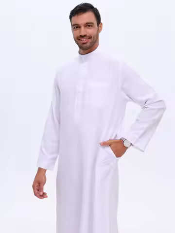 Islamic Clothing Men Long Sleeve Muslim Dress Saudi Arabia Pakistan Kurta Kaftan Jubba Thobe Daffah