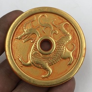 Ancient Coin Collection Qing Dynasty Gilt Blue Dragon Copper Coin Diameter 6cm 11.19.20