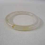 Nephrite Burmese Honey Jade Bracelet Inner Ring Size 61.8mm Width 8.1mm Donut Shape Suitable For All