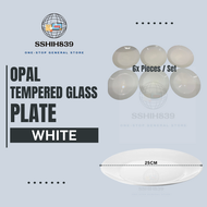 WHITE PLATE SET 25cm Tempered Opal Glass Plate Pinggan Putih Opal Gelas Cantik
