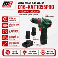 Dekton D16-KVT1055PRO Cordless Drill Set for Wood Drilling, Iron and Screwdriver with 2 D16-B2000TP 