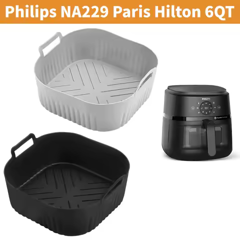 20cm/7.87inch Square Reusable Air Fryer Silicone Liners Silicone Basket 4.2L for Philips NA299 Acces
