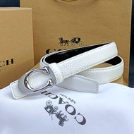 New Coach simple lychee grain fine belt with logo alloy buckle belt men's and women's belts